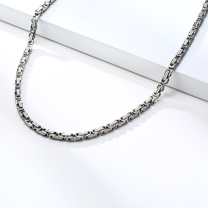 European And American 4MM Byzantine Men's Thick Chain Necklace