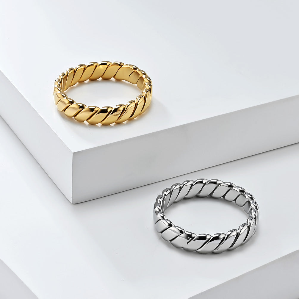 Steel Ring – Minimalist European American Style Geometric Twist Ring For Everyday Wear