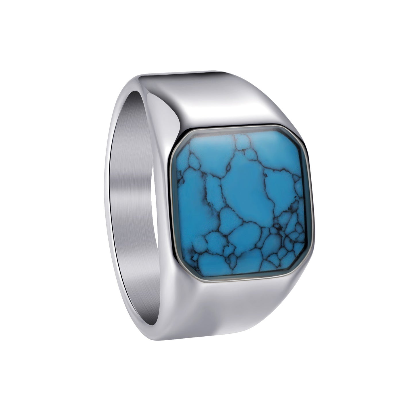 Planderful Custom Turquoise Titanium Steel Ring For Men