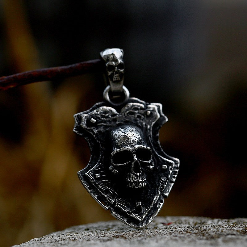 Titanium Steel Punk Skull Pendant with Retro Stainless Steel Design for Men