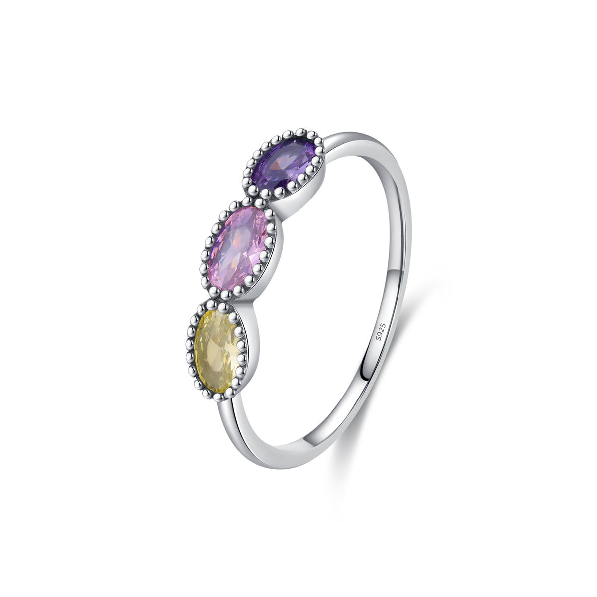 925 Sterling Silver Bow Rainbow Ring