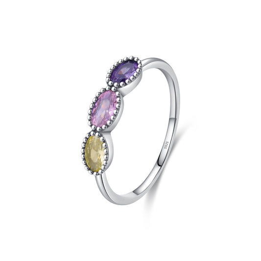 925 Sterling Silver Bow Rainbow Ring