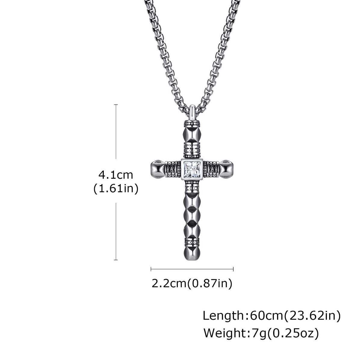 Cross Zircon Stainless Steel Necklace for Men