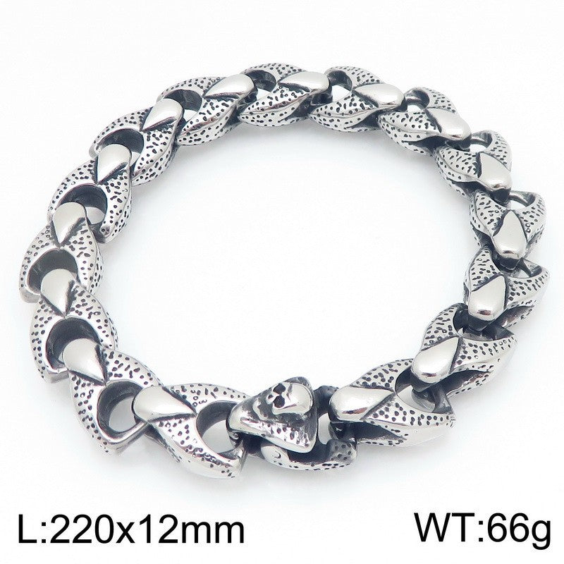 Heavy Industry Skull Buckle Bracelet – Punk Style Smear Keel Chain Stainless Steel