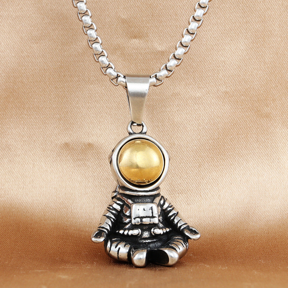 European And American Stainless Steel Astronaut Pendant Necklace