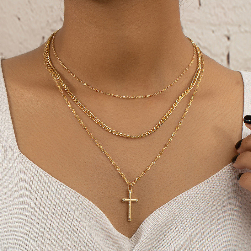 Chic Three-Layer Cross Necklace - Vienna Verve Collection by Planderful