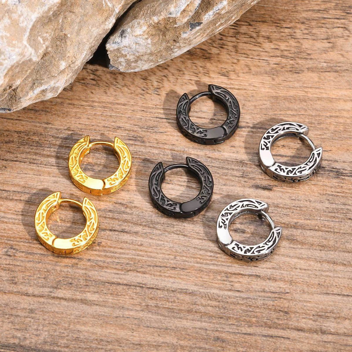 Filigree Huggie Hoop Earring — Single, 3 Finishes