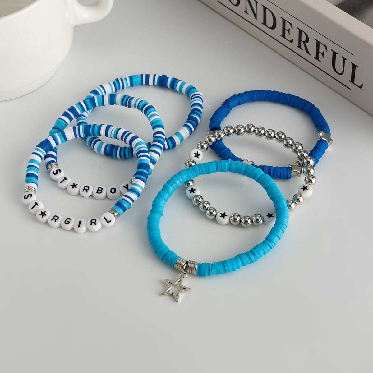 Planderful Vienna Verve Friendship Star Bracelet Set Stacking Elastic Beaded Jewelry For Women