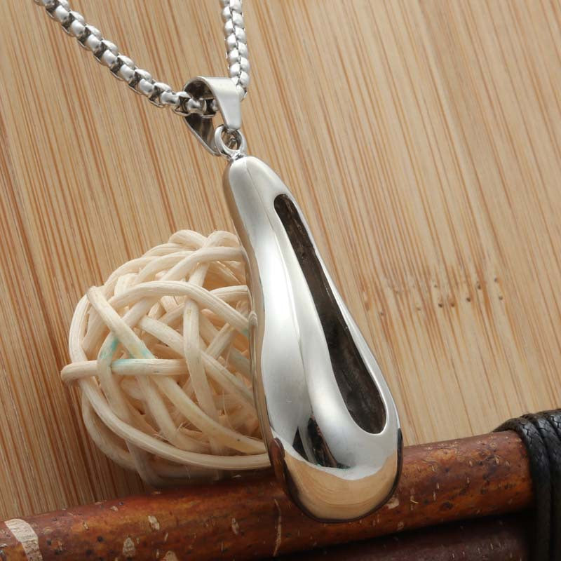 Punk-Inspired Hollow Eggplant Pendant Necklace for Men in Titanium Steel