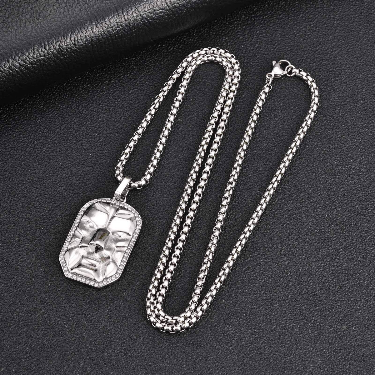 Zircon Textured Vintage Black Stainless Steel Pendant