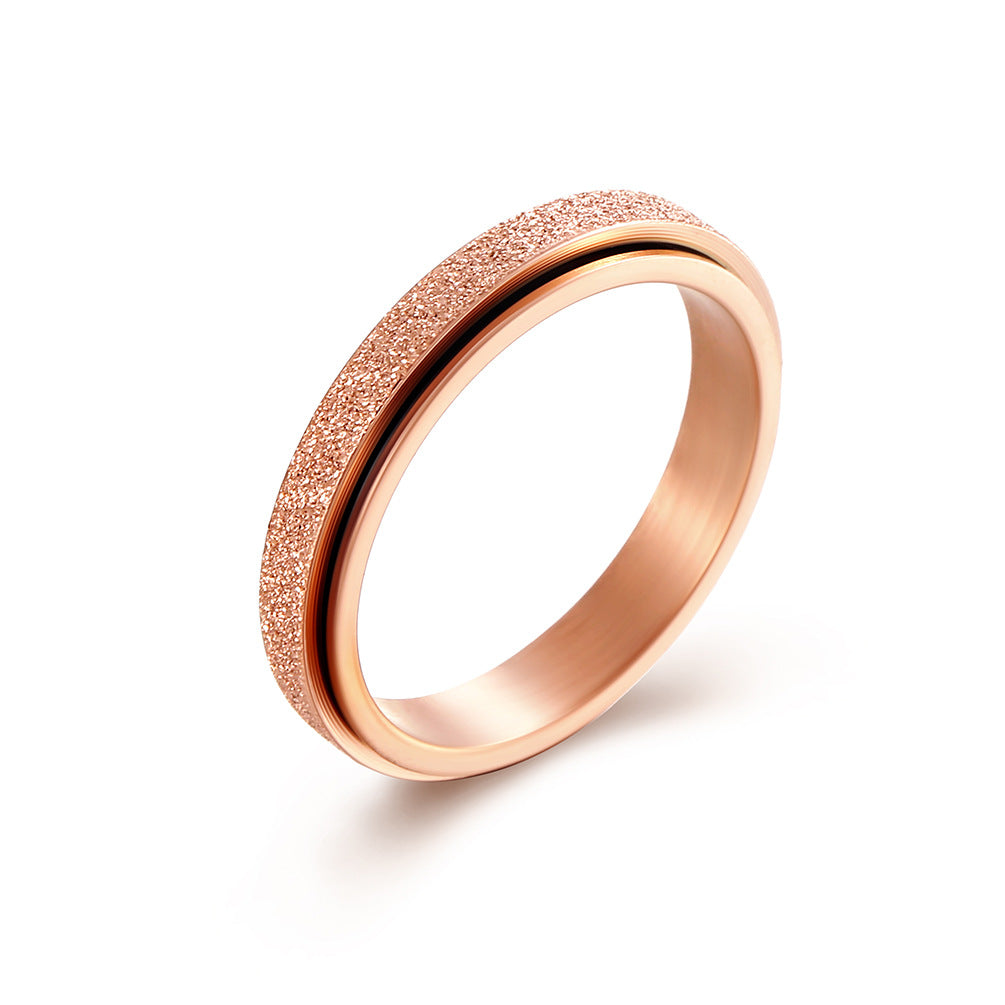 Planderful Unisex Pearl Sand Titanium Steel Rotating Ring For Men And Women Wedding Proposal Jewelry
