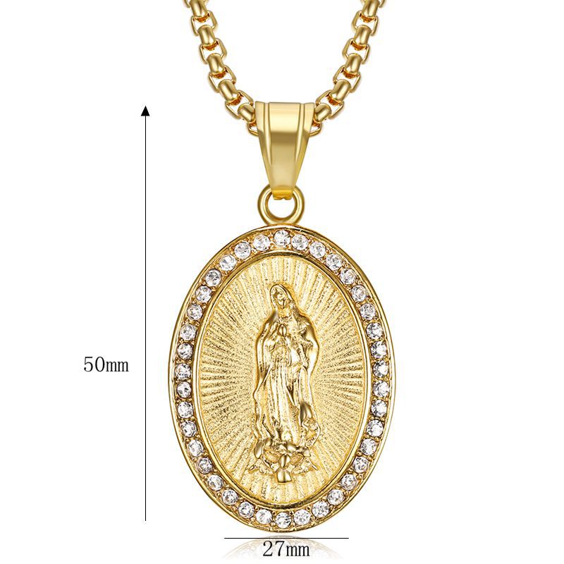Planderful Titanium Steel Necklace With Gold Plated Zircon Pendant For Urban Hip Hop Fans