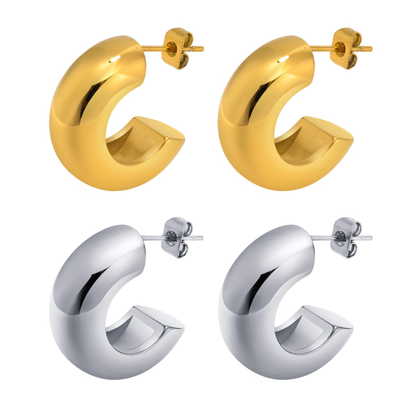 European And American Earrings C Shaped Gold Women's Wholesale