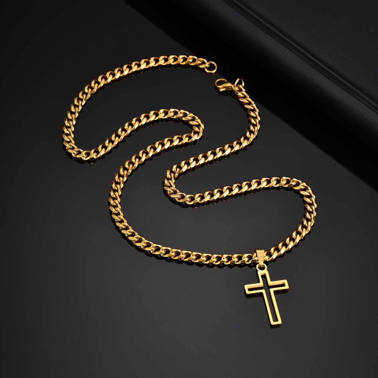 Planderful Titanium Hollow Cross Pendant Necklace For Men