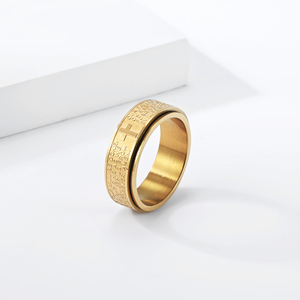 Prayer Rotating Stainless Steel Men's Ring