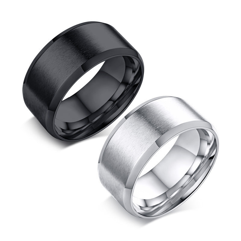 Plain Ring Sand Surface Stainless Steel Graduation Ring for Men