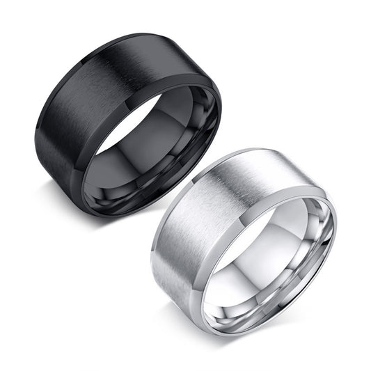 Plain Ring Sand Surface Stainless Steel Graduation Ring for Men