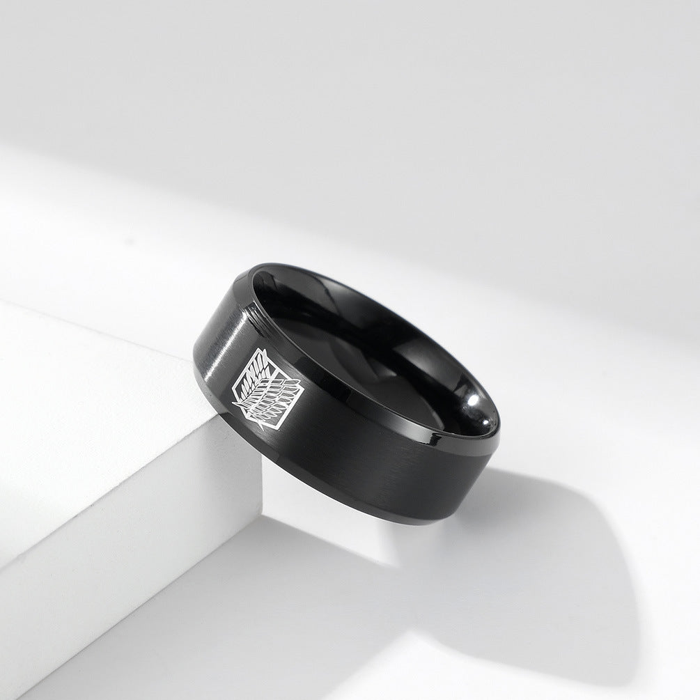 Attack on the Giant Freedom Wings Titanium Steel Ring for Men