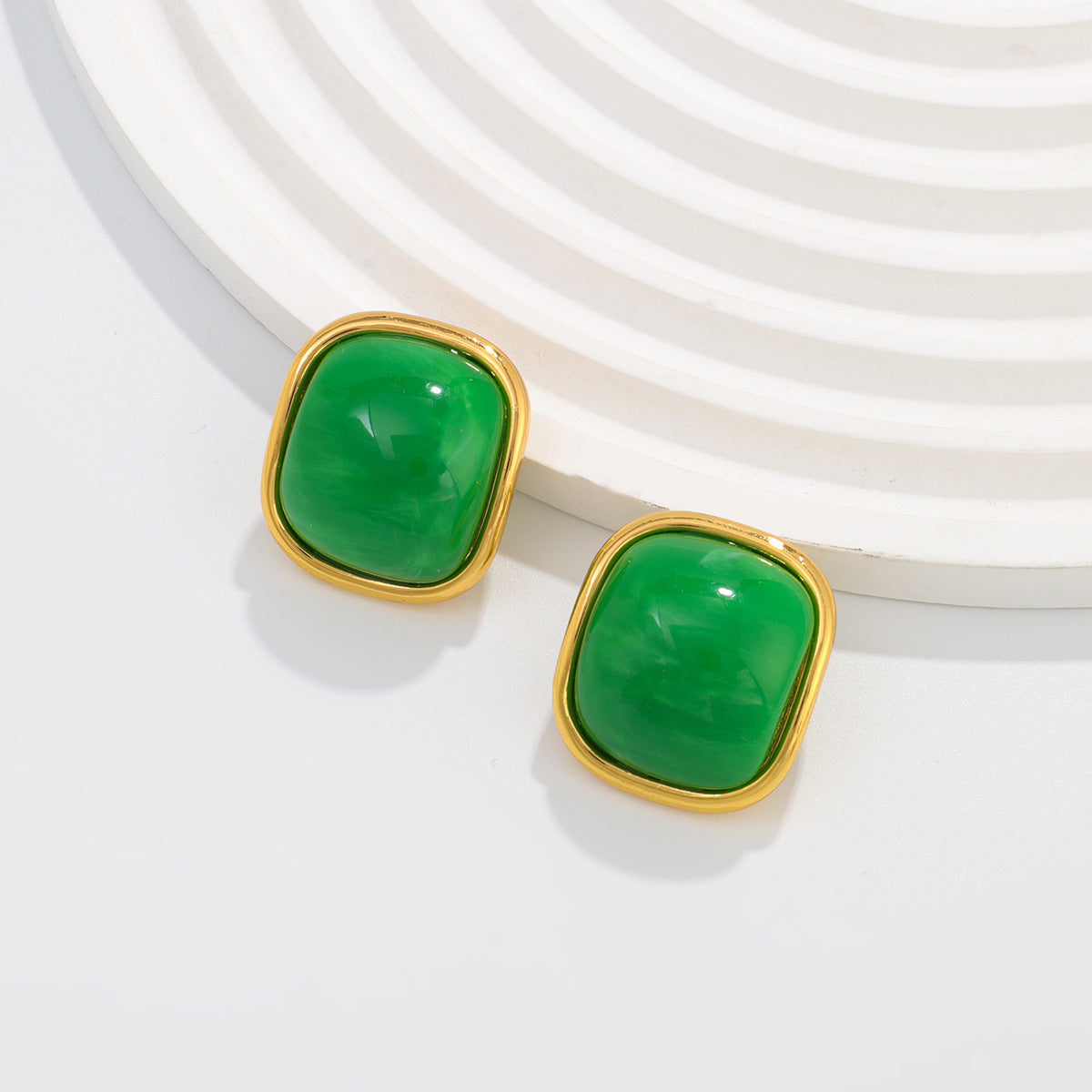 Planderful Vienna Verve Macaron Color Smudge Stud Earrings Stainless Steel For Women Retro Chic Statement Jewelry