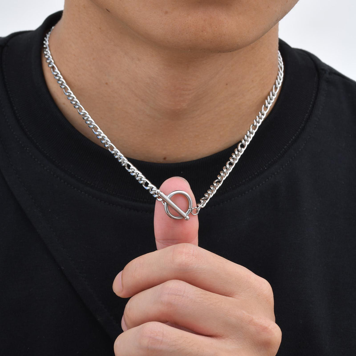 Men's Stainless Steel Three To One Nk Chain Ot Buckle Premium Necklace