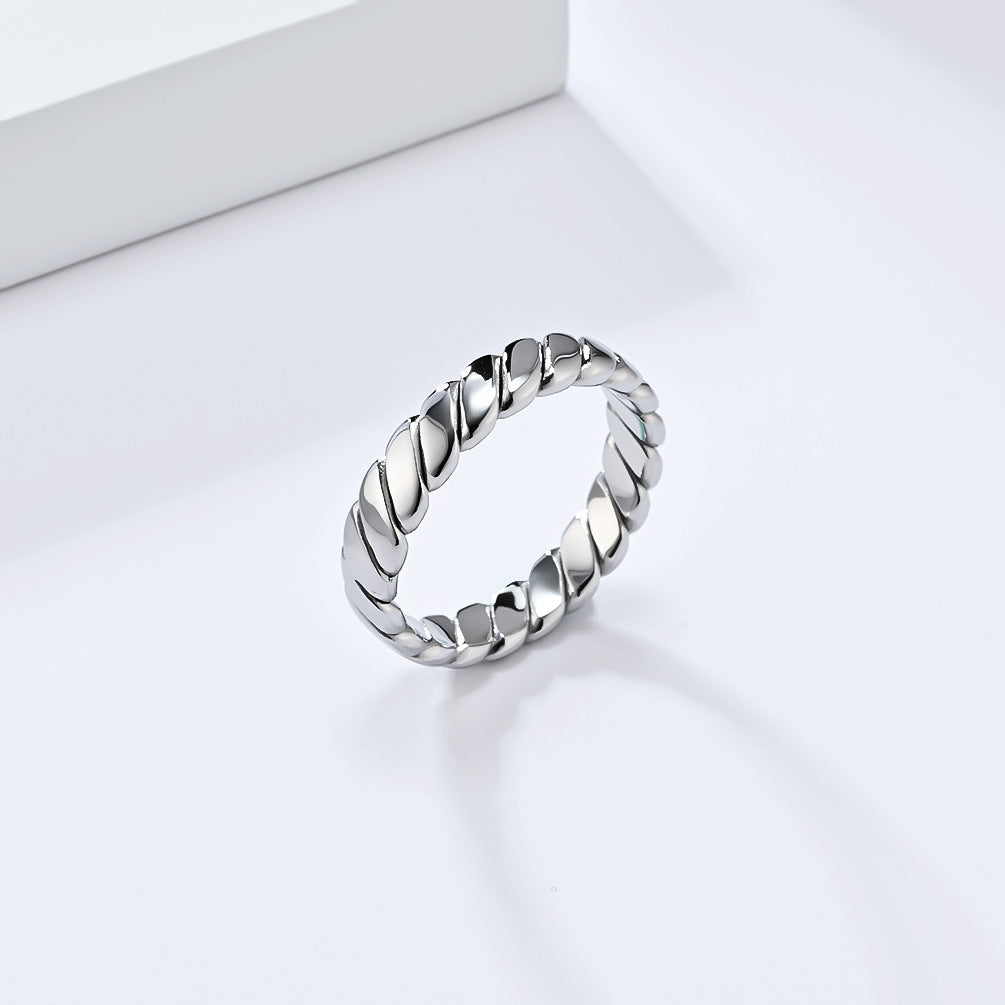 Steel Ring – Minimalist European American Style Geometric Twist Ring For Everyday Wear