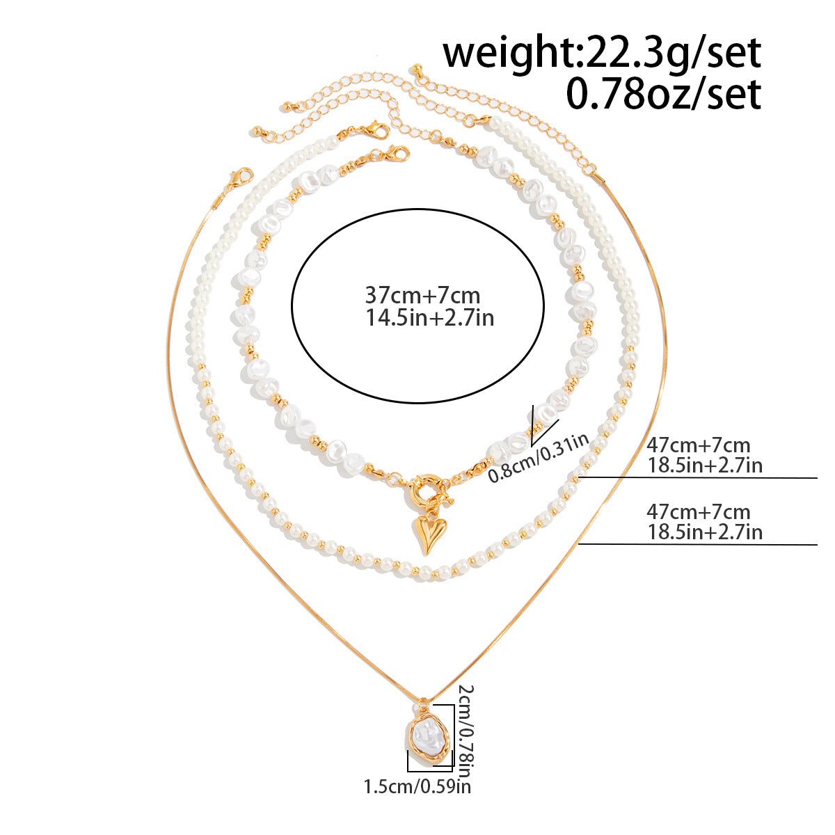 Baroque Pearl Heart Layered Necklace