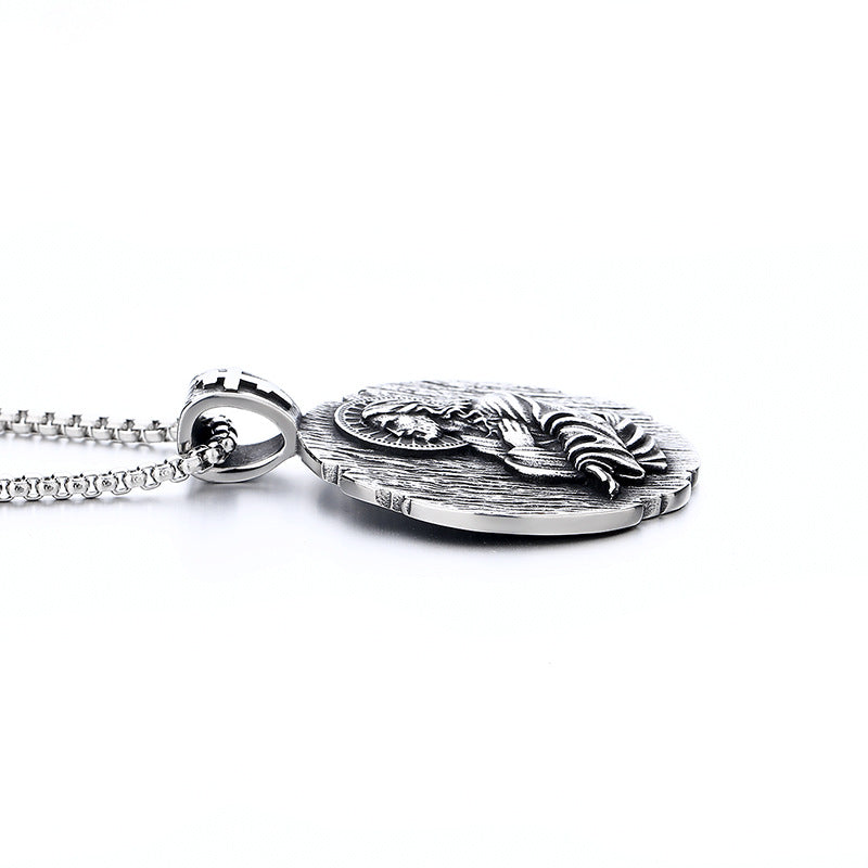 Steel Necklace – Vintage Retro Portrait Pendant