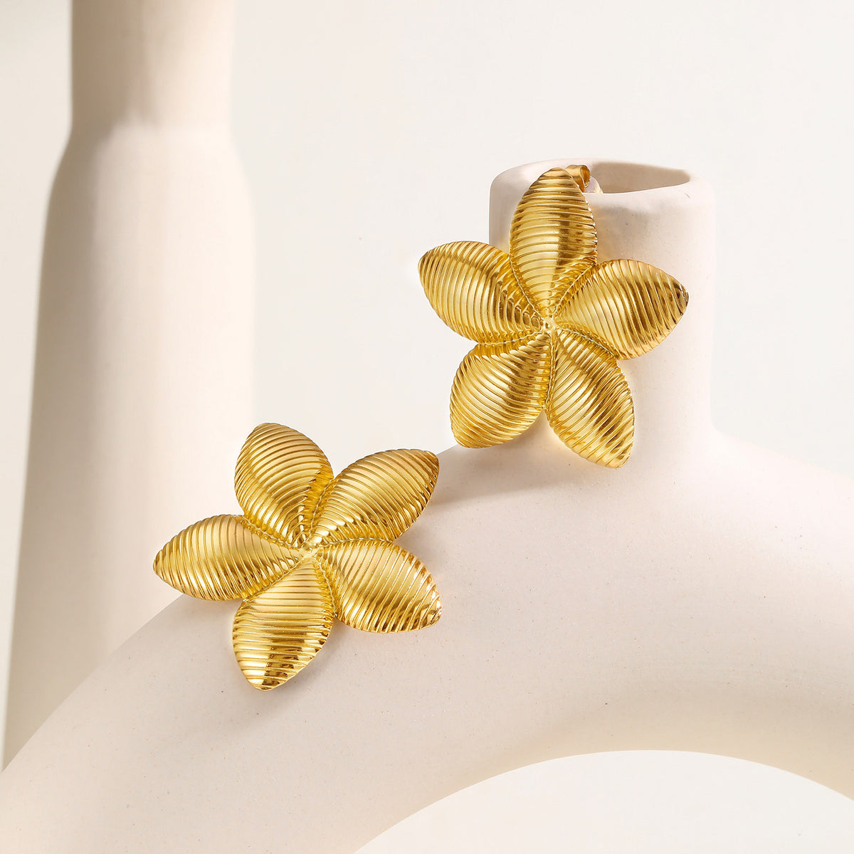 Stainless Steel Floral Earrings