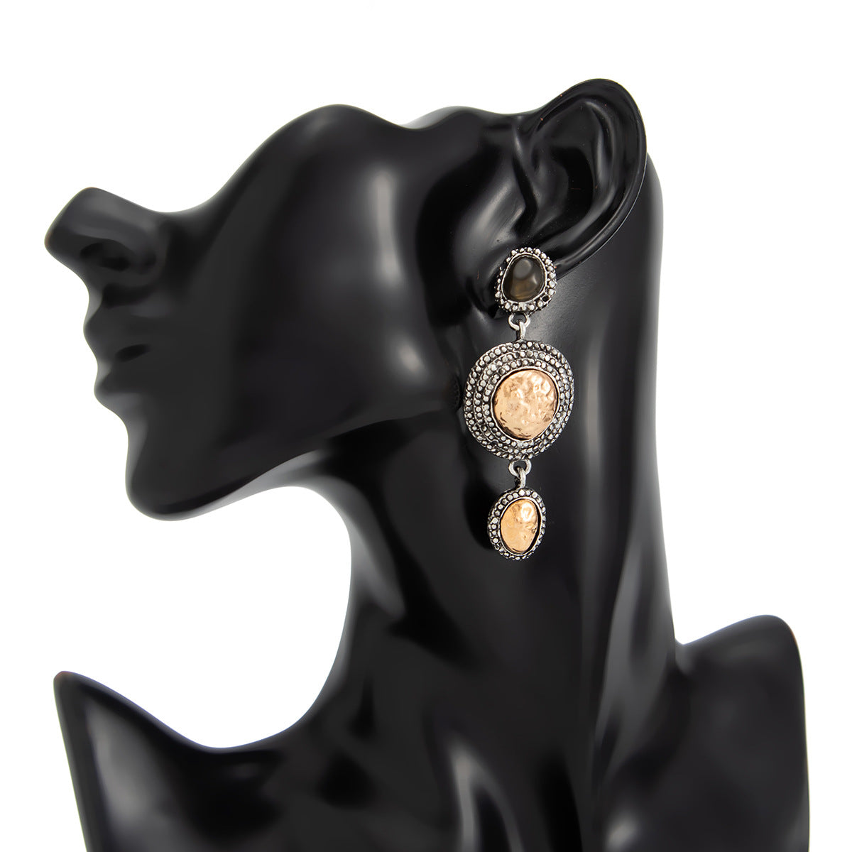 Planderful Medieval Style Earrings Handmade Turquoise Gem Pendant Flower Ethnic Studs For Women Statement Jewelry