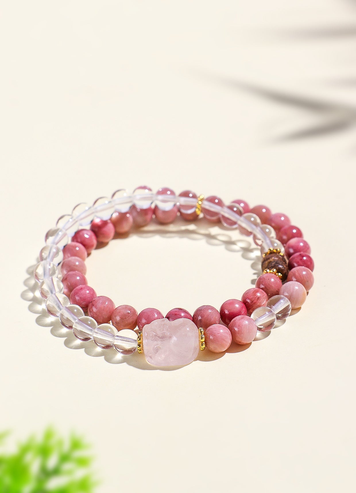 Planderful Fortune's Favor Bracelet – Elegant Natural Rose Stone Design