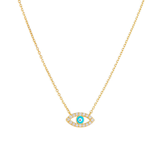 S925 Sterling Silver Micro-Inlaid Zircon Devil'S Eye Necklace Retro Hot-Selling