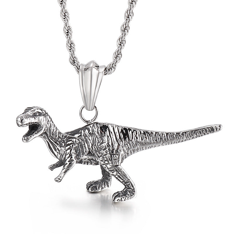 Retro Dinosaur Pendant for Men - European and American Fashion Titanium Steel Jewelry