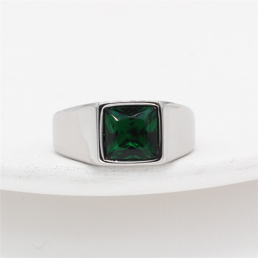 Planderful Square Zircon Titanium Ring Unisex For Men And Women Minimalist Everyday Gear