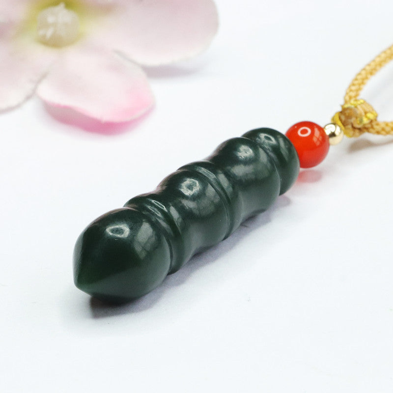 Taqing Hetian Jade Calligraphy Brush Pendant