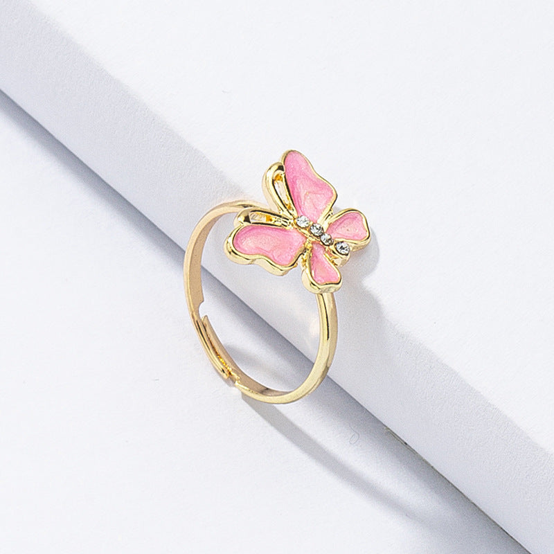 Japanese and Korean Inspired Butterfly Diamond Drop Ring - Vienna Verve Collection