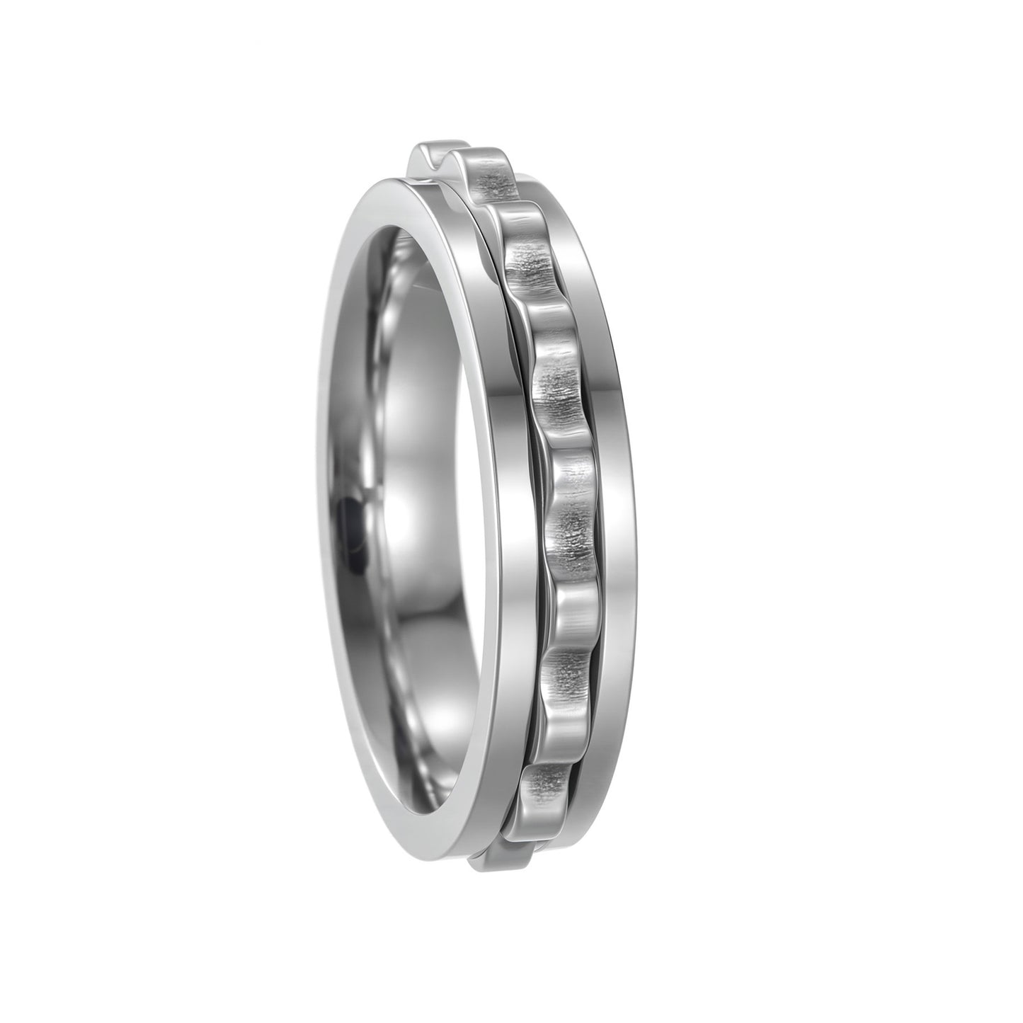 Planderful Mens Ring 6mm Titanium Steel Rotating Color Gear