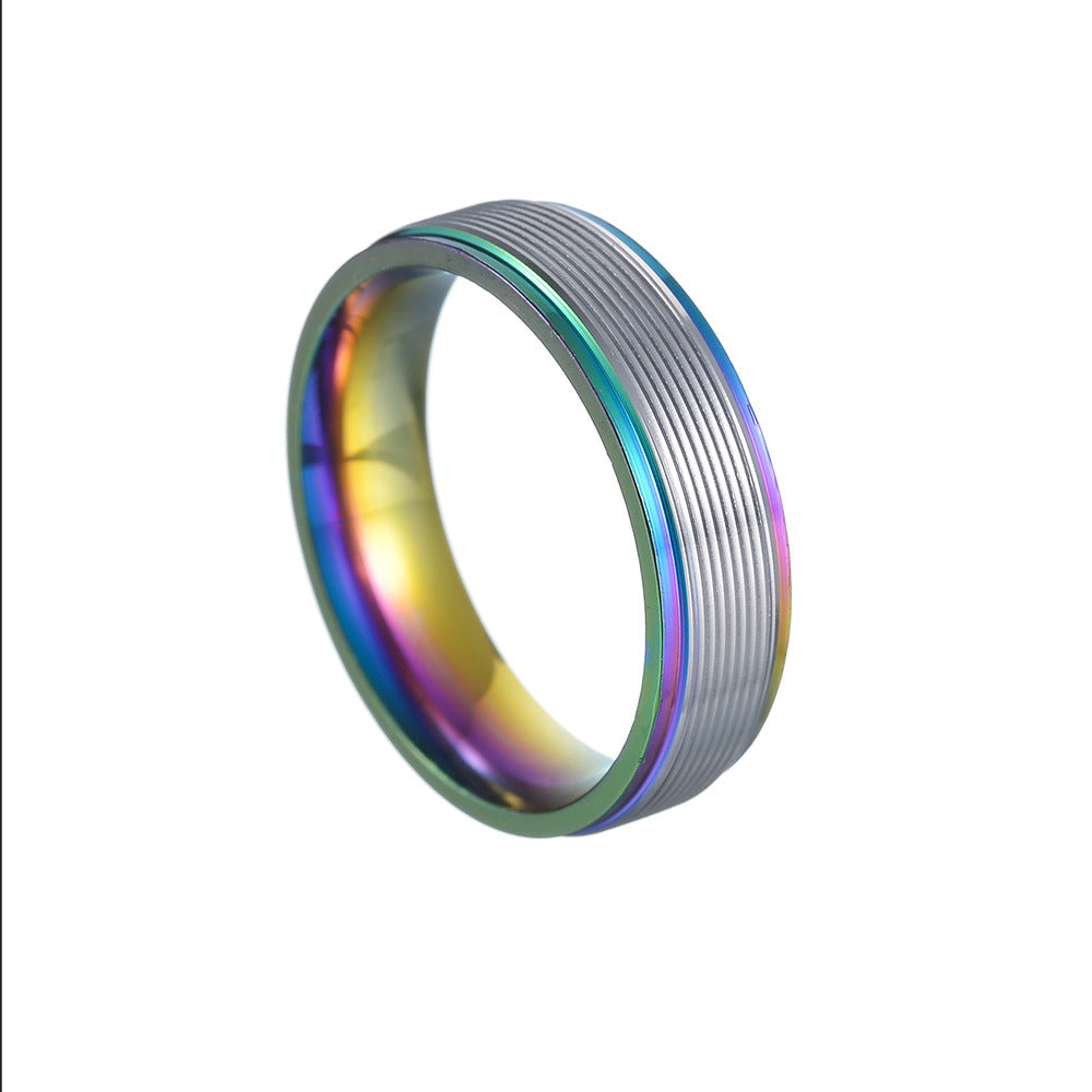 Multi-color Thread Titanium Steel Men's Ring - Durable and Stylish Jewelry for Men