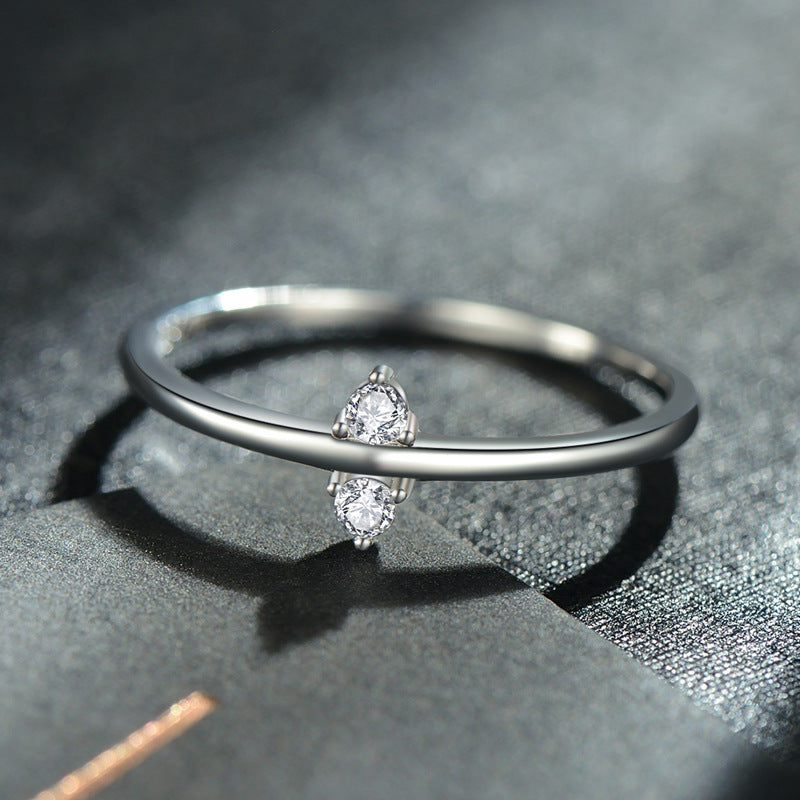 Everyday Genie Sterling Silver Zircon Ring with Instagram Style Light Luxury Tail Design