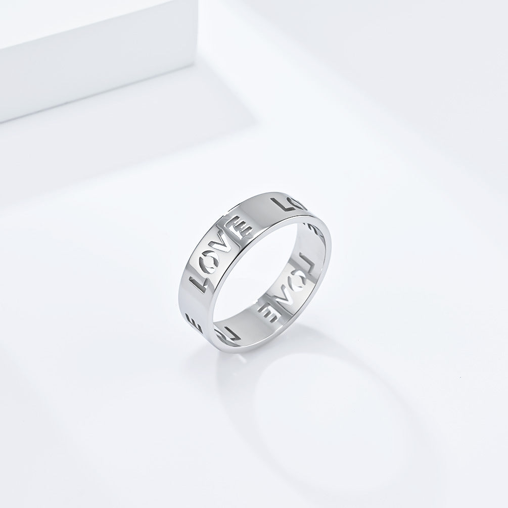 6Mm Wide Cross-Border Simple LOVE Titanium Steel Ring
