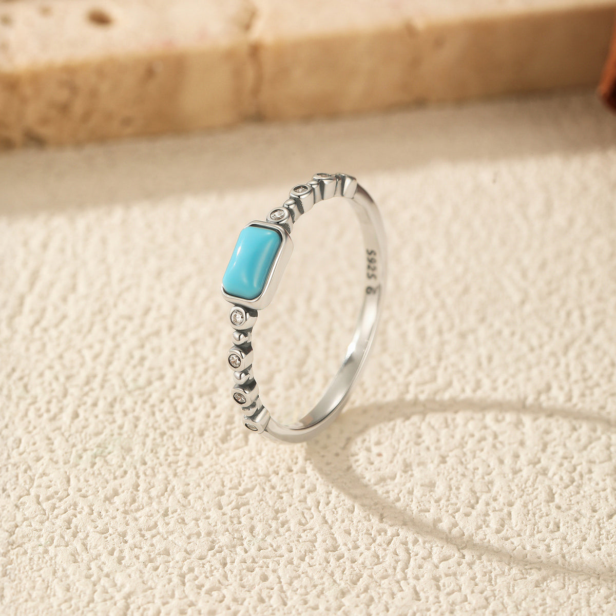 925 Sterling Silver Turquoise Square Ring