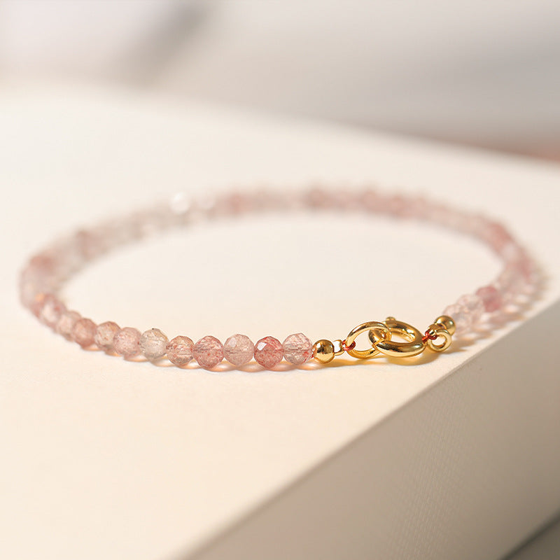 Pink Crystal Fortune Bracelet with Sterling Silver Needle