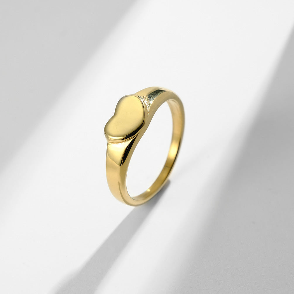 Planderful Heart Shaped Ring For Women Gold Plated Titanium Steel Durable Everyday Jewelry