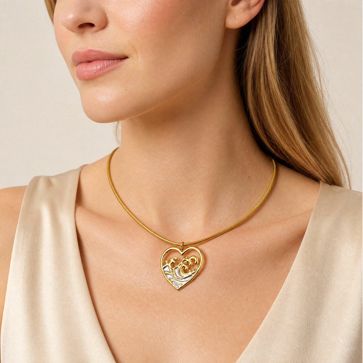 Design Sense Women's Stainless Steel Hollow Round Love Pendant Style Irregular Necklace