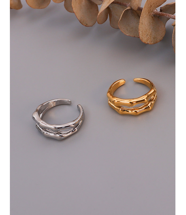 Golden Glow Double-Layer Bamboo Joint Ring