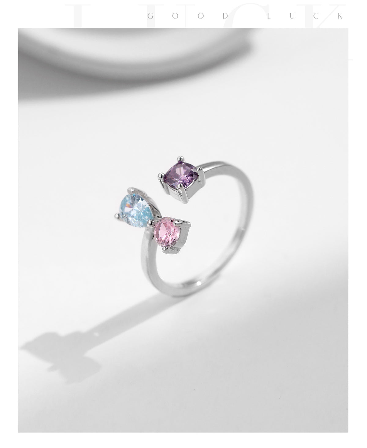 925 Sterling Silver Multicolor Crystal Zircon Ring