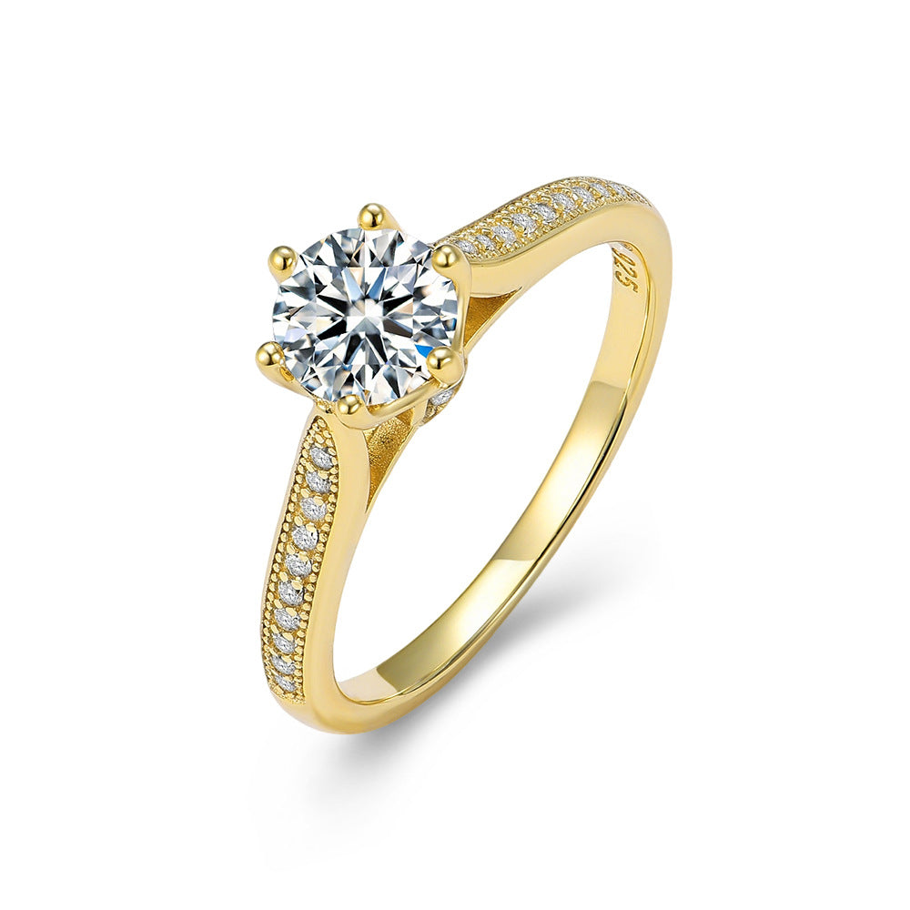 Classic Six-Claw Zircon Ring S925 Sterling Silver Ring Birthday Gift Wedding Ring Jewelry