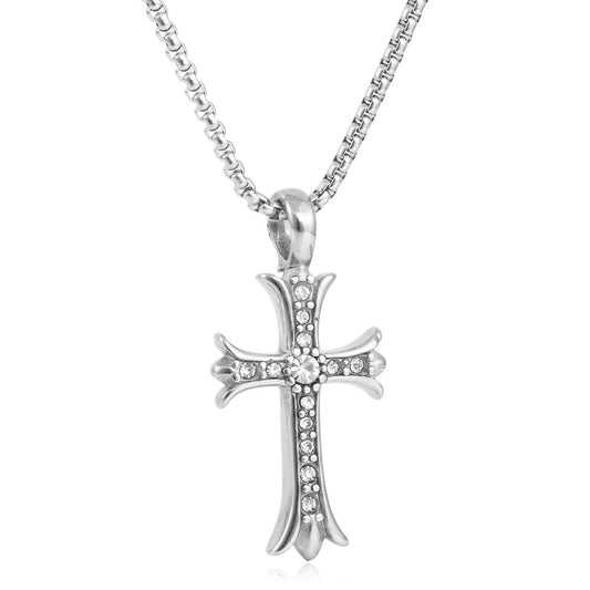European And American Stainless Steel Cross Pendant Men's Trendy Retro Titanium Steel Cross Pendant