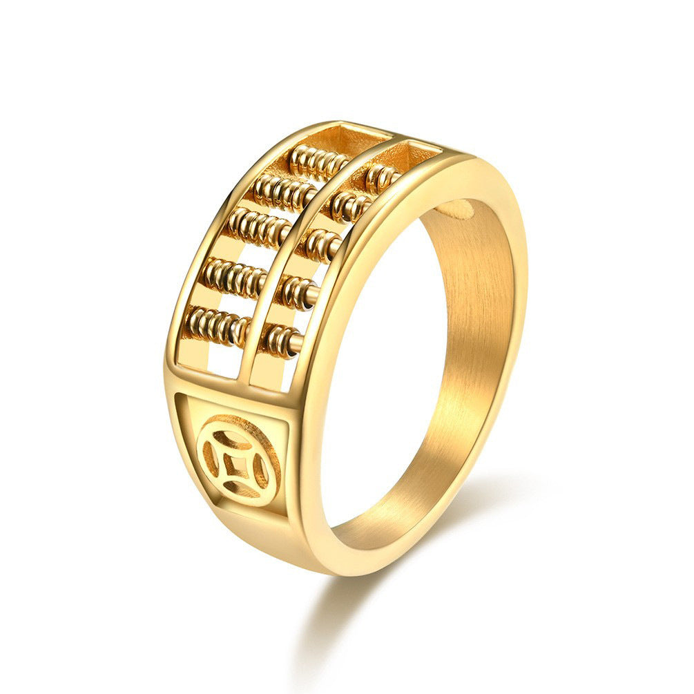 Stainless Steel Plated 18k Gold Abacus Abacus Ring – Copper Coin Fortune product view