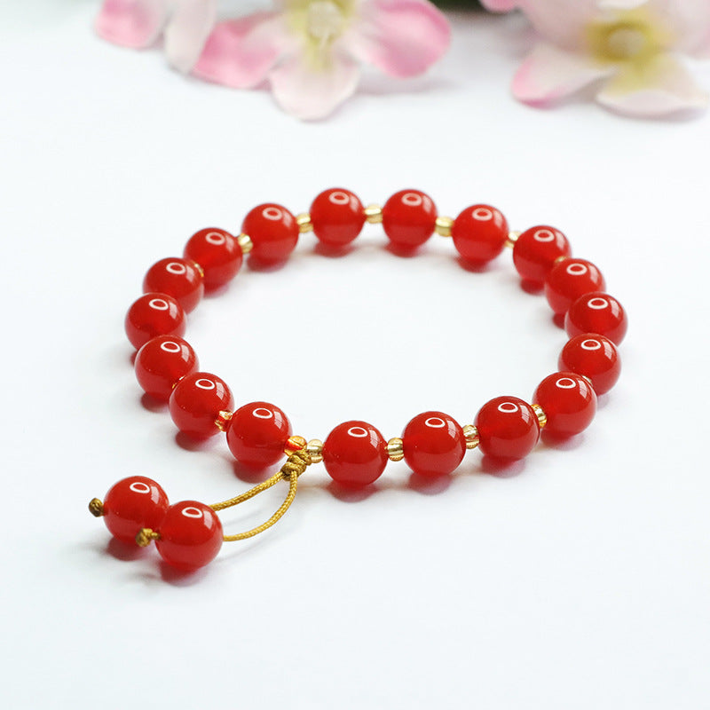 Fortune's Favor Sterling Silver Red Agate and Acacia Bean Bracelet