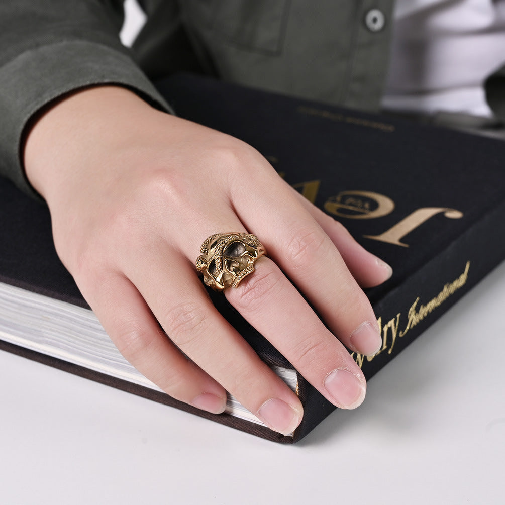 Planderful Viper Skull Ring In Dark Hip Hop Punk Style For Edgy Streetwear Fans Everyday Genie